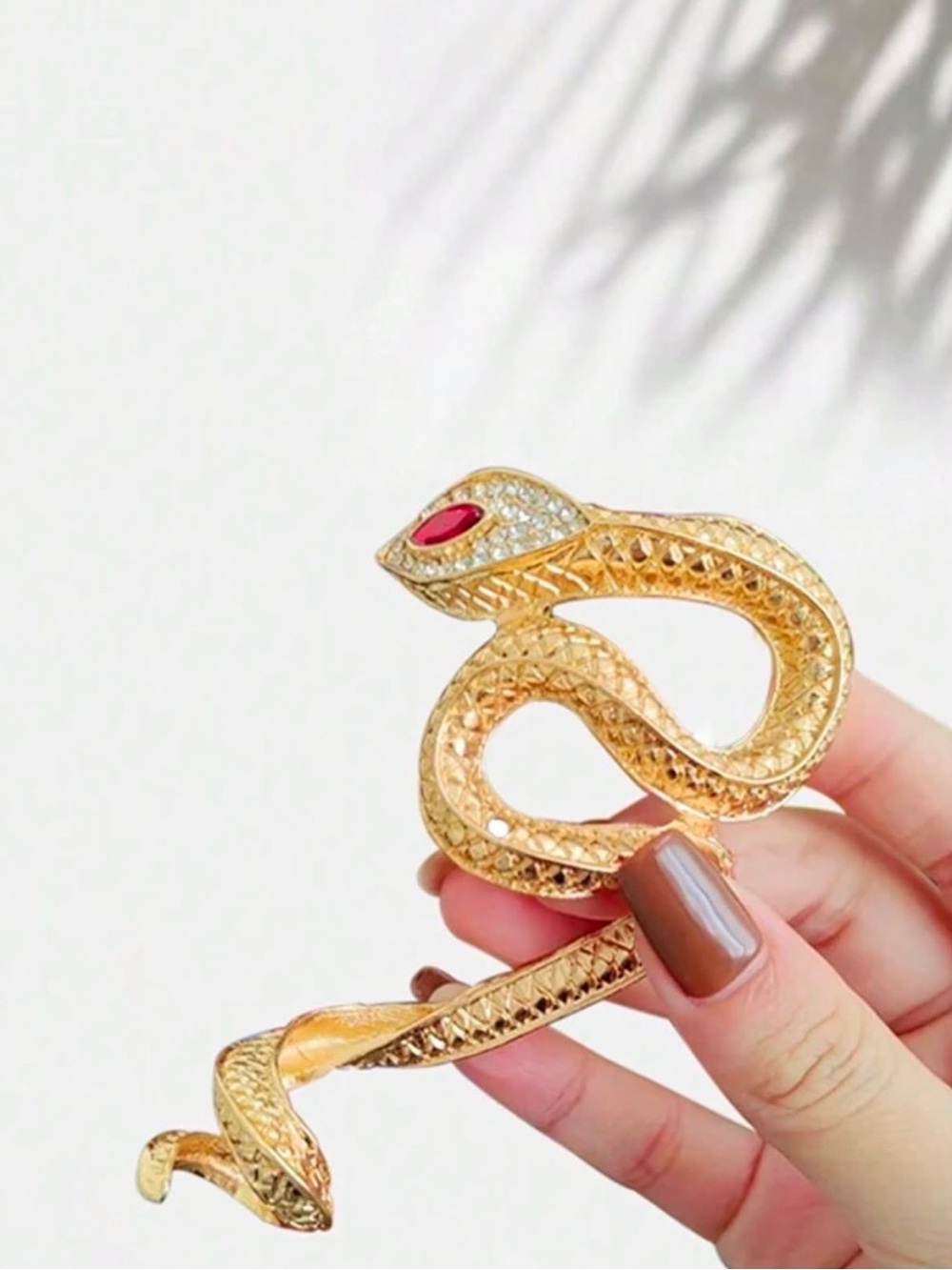 Red Patent Stiletto Heels with Gold Snake Accents - Picture 4 of 5